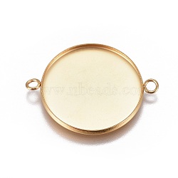 Ion Plating(IP) 304 Stainless Steel Cabochon Connector Settings, Plain Edge Bezel Cups, Flat Round, Golden, Tray: 25mm, 34x26.8x2mm, Hole: 2.2mm(X-STAS-G127-14-25mm-G)