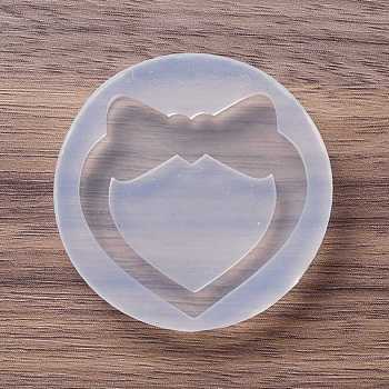DIY Heart with Bowknot Quicksand Silicone Molds, Resin Casting Molds, for UV Resin & Epoxy Resin Craft Making, White, 45x8mm, Inner Diameter: 37.5x38.5mm