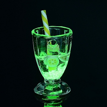 Luminous Transparent Resin Pendants, Fruit Drink Charms, Banana, 30.5x16mm, Hole: 1.8mm