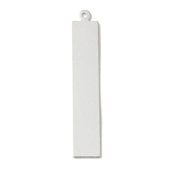 Brass Pendant, Rectangle Charms, 925 Sterling Silver Plated, 41.5x7.5x0.6mm, Hole: 1.2mm