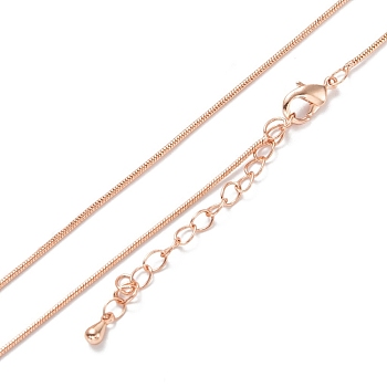 Brass Snake Chain Necklaces, Long-Lasting Plated, Real Rose Gold Plated, 16.34 inch(41.5cm) 