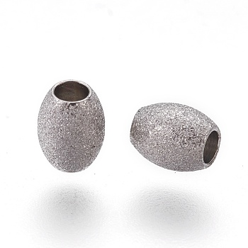 304 Stainless Steel Textured Beads, Oval, Stainless Steel Color, 5x4mm, Hole: 1.8mm