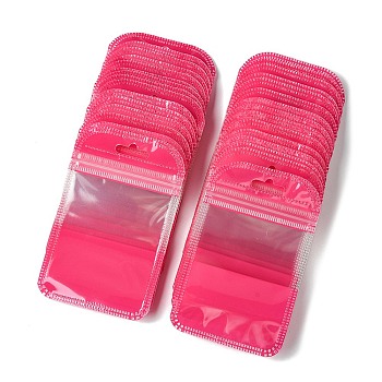 30Pcs Plastic Packaging Zip Lock Bags, Top Self Seal Pouches, with Window, Rectangle, Deep Pink, 11x7x0.24cm