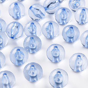 Transparent Acrylic Beads, Round, Cornflower Blue, 16x15mm, Hole: 2.8mm, about 220pcs/500g