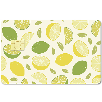PVC Plastic Waterproof Card Stickers, Self-adhesion Card Skin for Bank Card Decor, Rectangle, Lemon, 186.3x137.3mm