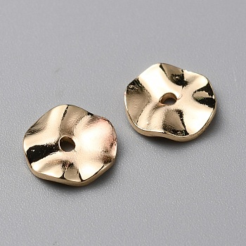 Brass Beads, Flat Round Shape, Long-Lasting Plated, Real 14K Gold Plated, 8x1.5mm, Hole: 1.2mm