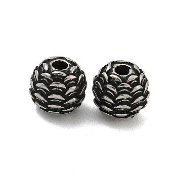 Round 304 Stainless Steel Beads, Antique Silver, 7.5x7mm, Hole: 1.8mm