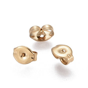 Ion Plating(IP) 304 Stainless Steel Ear Nuts, Friction Earring Backs for Stud Earrings, Golden, 6x4.5x3mm, Hole: 0.8mm