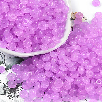 Transparent Colours Glass Seed Beads, Donut, Violet, 6.5x3mm, Hole: 1.8mm, about 30pcs/10g
