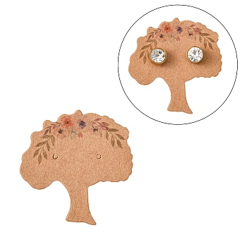 Cardboard Earring Display Cards, Tree, BurlyWood, 39.5~40x39x0.4mm, Hole: 1.2mm