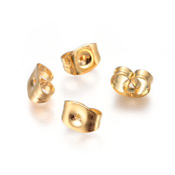 304 Stainless Steel Ear Nuts, Friction Earring Backs for Stud Earrings, Golden, 4.5x6x3mm, Hole: 0.7mm