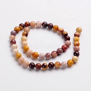 Chapelets de perles en pierres gemmes rondes - mokaite naturel(G-J333-06-8mm)-2