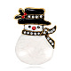 Christmas Snowman Enamel Pin with Rhinestone(XMAS-PW0001-267A)-1