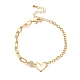 Heart Brass Micro Pave Clear Cubic Zirconia Cable Chain Bracelets For Women Girl(BJEW-L696-011G)-1