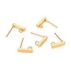 304 Stainless Steel Stud Earring Findings, with Loops, Rectangle, Golden, 10x2x2mm, Hole: 1.8mm, Pin: 0.7mm(STAS-I150-03G)