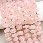 Natural Rose Quartz Beads Strands, Nuggets with Separate Beads, 12x10x5mm, Hole: 0.8mm, about 54pcs/strand, 15.35''(39cm)(G-RM250109-A18)