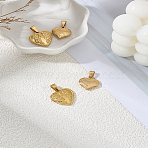 304 Stainless Steel Pendants, Heart with Flower, Golden, 15~19x15~18x2.5~3.5mm, Hole: 7x4mm, 2pcs/style(STAS-LP0004-23)