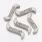 Alloy S-Shape Rhinestone Spacers Bars, Cadmium Free & Lead Free, Platinum, 6.5x19mm, Hole: 0.8mm(X-ALRI-H003-1)