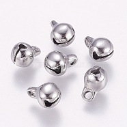 304 Stainless Steel Bell Charms, Stainless Steel Color, 11x8x8mm, Hole: 2mm(STAS-E144-079P-C)