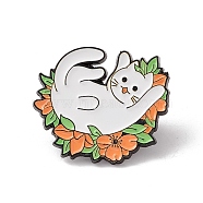 Cartoon Enamel Pin, Alloy Badge for Backpack Clothes, Electrophoresis Black, Cat Pattern, 26x30x1.5mm(JEWB-E016-19EB-01)