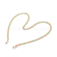 Eyeglasses Chains, Neck Strap for Eyeglasses, with Brass Enamel Curb Chains and Rubber Loop Ends, Colorful, Golden,  27.80 inch(70.6cm)(AJEW-EH00354)