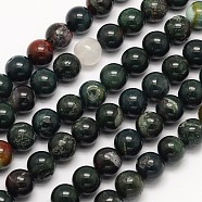 Natural Bloodstone Beads Strands, Heliotrope Stone Beads, Round, 4mm, Hole: 1mm, about 90pcs/strand, 15.5 inch(G-N0166-04-4mm)