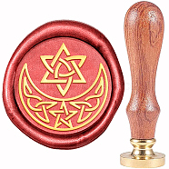 Brass Wax Seal Stamp, with Wood Handle, Golden, for DIY Scrapbooking, Star Pattern, 20mm(AJEW-WH0337-001)