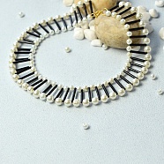 DIY Necklace Kits, Pearl Bead Necklace with Bugle Beads, Choker Necklaces, 9mm(DIY-JP0003-03)