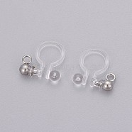 Transparent U Type Painless Prevent Allergy Resin Ear Clip, with Stainless Steel Findings, Stainless Steel Color, 11x10.5x3mm, Hole: 1.4mm(X-KY-L005-02P)