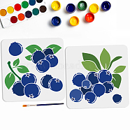 US 1 Set PET Hollow Out Drawing Painting Stencils, for DIY Scrapbook, Photo Album, with 1Pc Art Paint Brushes, Blueberry, 300x300mm, 2pcs/set(DIY-MA0004-63A)