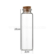 Glass Bottle, with Cork Plug, Wishing Bottle, Column, Clear, 3x10cm, Capacity: 50ml(1.69fl. oz)(CON-WH0085-71F)