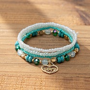 Bohemian Vacation Style Glass Beaded Stackable Stretch Bracelets Set for Women(OD2918-3)