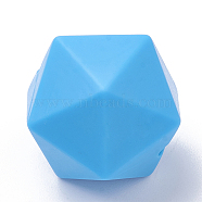 Food Grade Eco-Friendly Silicone Focal Beads, Chewing Beads For Teethers, DIY Nursing Necklaces Making, Icosahedron, 19x18.5x18.5mm, Hole: 2mm(SIL-T048-17mm-07)