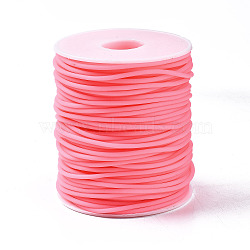 Hollow Pipe PVC Tubular Synthetic Rubber Cord, Wrapped Around White Plastic Spool, Light Coral, 3mm, Hole: 1.5mm, about 27.34 yards(25m)/roll(RCOR-R007-3mm-20)