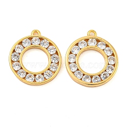 Brass Clear Cubic Zirconia Pendants, Ring, Real 18K Gold Plated, 16.5x15x2mm, Hole: 1~1.2mm(KK-N254-31G)