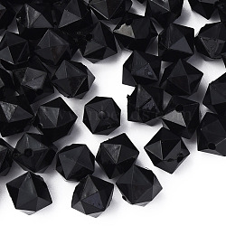 Transparent Acrylic Beads, Faceted, Cube, Black, 10x11x11mm, Hole: 2mm, about 670pcs/500g(MACR-S373-132-B12)