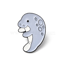 Alloy Brooches, Enamel Pins,  for Backpack Cloth, Marine Life, Manatee, Light Steel Blue, 32x23x1.5mm(JEWB-D014-02C)