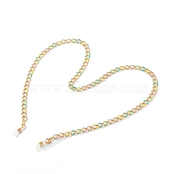 Eyeglasses Chains, Neck Strap for Eyeglasses, with Brass Enamel Curb Chains and Rubber Loop Ends, Colorful, Golden,  27.80 inch(70.6cm)(AJEW-EH00354)