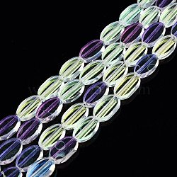 Painted Transparent Glass Beads Strands, Oval, Blue Violet, 10x6x3mm, Hole: 1mm, about 54~60Pcs/strand, 20.47~23.62''(52~60cm)(GLAA-E033-06C-05)