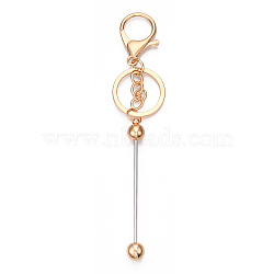 Alloy Bar Beadable Keychain for Jewelry Making DIY Crafts, with Alloy Lobster Clasps and Iron Ring, Light Gold, 15.5~15.8cm(KEYC-A011-01KCG)