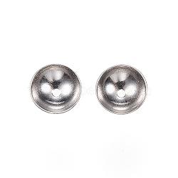 201 Stainless Steel Bead Caps, Round, Stainless Steel Color, 6x2mm, Hole: 0.5mm(STAS-F040-20D-P)