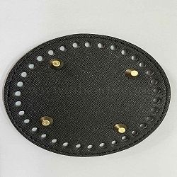 Imitation Leather Bag Bottom, Flat Round, Black, 15x1cm, Hole: 5mm(DIY-WH0304-089A-01)