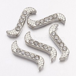 Alloy S-Shape Rhinestone Spacers Bars, Cadmium Free & Lead Free, Platinum, 6.5x19mm, Hole: 0.8mm(X-ALRI-H003-1)