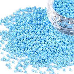 11/0 Grade A Round Glass Seed Beads, Baking Paint, Light Sky Blue, 2.3x1.5mm, Hole: 1mm, about 48500pcs/pound(SEED-N001-A-1019)