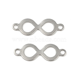 Non-Tarnish 201 Stainless Steel Connector Charms, Infinity Links, Stainless Steel Color, 7x20x1mm, Hole: 1.5mm(STAS-C108-27P)