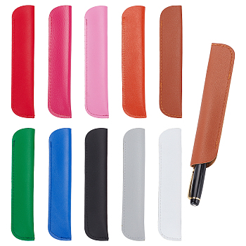 CHGCRAFT 10Pcs 10 Colors PU Leather Pen Case, Mixed Color, 160x32.5x3.5mm, 1pc/color