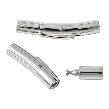 304 Stainless Steel Bayonet Clasps, Stainless Steel Color, 29.5x6x5mm, Hole: 3.3mm