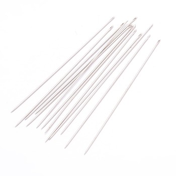 Steel Beading Needles, Platinum, 70.5~75x0.7mm, approx 25~30pcs/bag