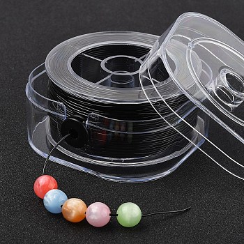Round Elastic Crystal Thread, Jewelry Beading Cords, For Stretch Bracelet Making, Black, 0.7mm, about 87.49 Yards(80m)/Set