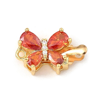 Brass Micro Pave Cubic Zirconia Box Clasps, Butterfly, Golden, 10x17x6.5mm, Hole: 1.2mm & 1.4mm